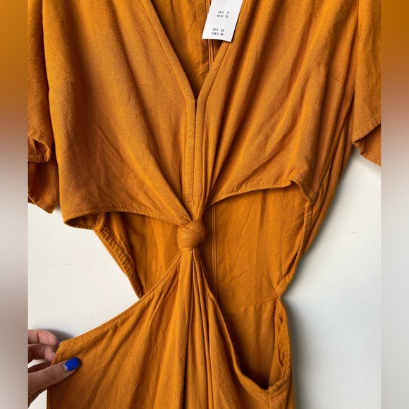 Orange/dark yellow Tall Abercrombie midi cutout dress - Picture 5 of 7